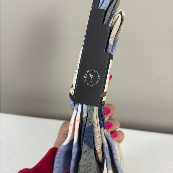 NWT packaged Gold Toe Men's Argyle Socks - Blue, Gray, Cream tan size 6-12 - Picture 5 of 6